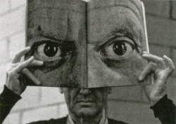 the-night-picture-collector:Inge Morath, Charles Eames posing with a Mask of Picasso’s Eyes, 1959