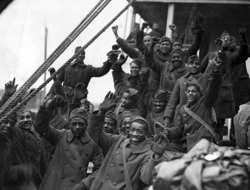 scrapironflotilla: The Famous 369th Arrive in New York City ca. 1919. Members of the 369th [African 