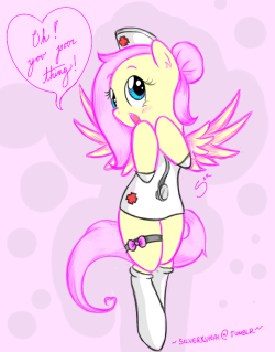 silverkunai:  HEEEEEEEEEELLLO NURSE!~~~Since my Maid Fluttershy was highly appreciated, Here is some Nurse Flutters.  Looking as cute as ever.Lets play doctor….Shall we?  &lt;3