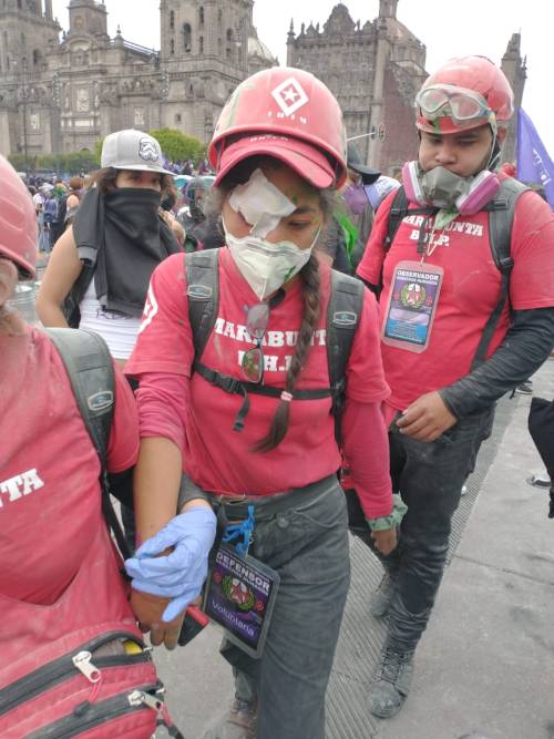 Snipers on the roof. Right now in Mexico City. They have gassed the (mostly) women demonstrating. Pl