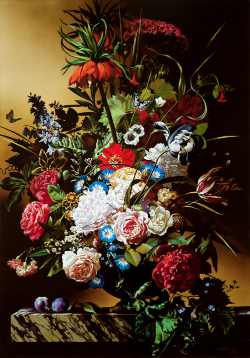 Vase of Flowers. canvas/oil , 100x70cm. 2014.Ваза с цветами. холст/масло, 100x70см. 2014г.Alexey Gol