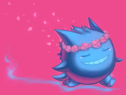 cookiecorpsies:   #9 in Palette 4  Gengar for paradoxicalduality This one was really fun to do!  The flowers took longer than the Gengar…