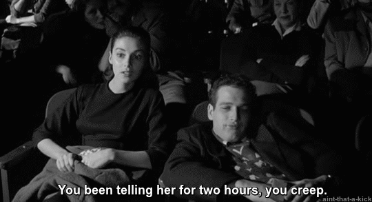 aintthatakick:  Pier Angeli and Paul Newman go to the movies in Somebody Up There Likes Me (1956).