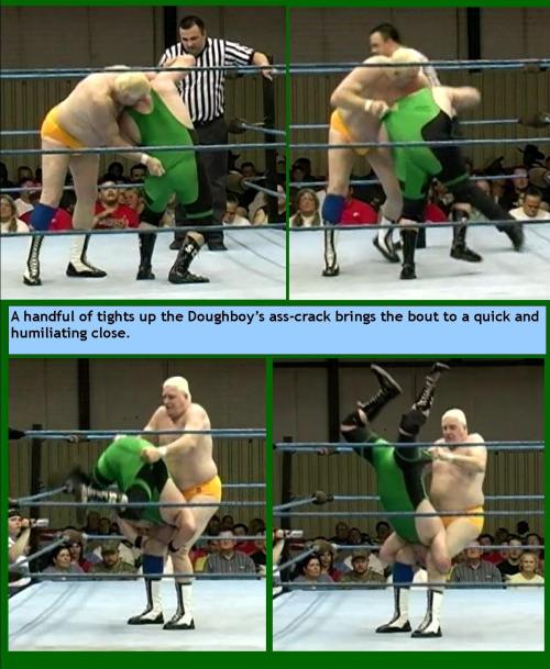 Hot jobber beatdown from a big-bellied old heel, from wrestling arsenal. &ldquo;The more se