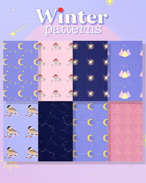 Winter patterns Hello! I made some winter patterns ~ or stickers, depending on how you use them (*^ᴗ