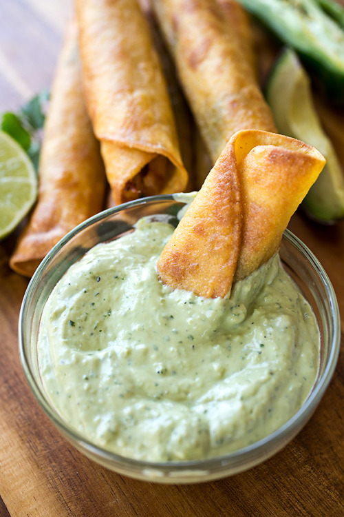 Recipe: Zesty Chili-Lime Chicken Taquitos with Jack Cheese and Roasted Corn, with Cool Avocado &amp;