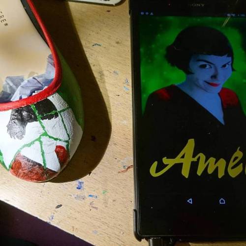 Amelie torn photos work in progress #shoes #customshoes #paintedshoes #etsy #painting #craft #wedd