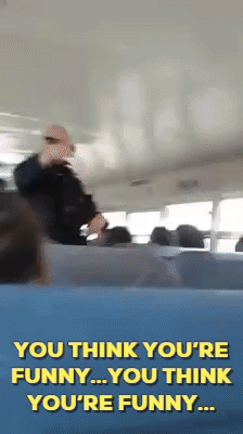 lizzysmart:  blackmattersus:    Cop Terrorizes Child on School Bus for Not Worshipping Him An unidentified cop was caught on video angrily shouting at the student  for SMILING AT HIM.  There is no information why this situation even occurred, but we