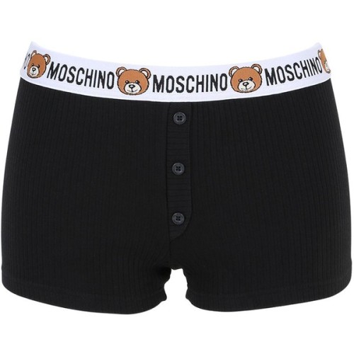 Moschino Underwear Women Teddy Bear Logo Ribbed Cotton Shorts ❤ liked on Polyvore (see more Moschino