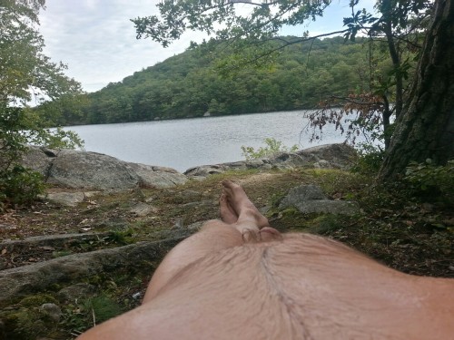 nomadicnudist:Saturday started with a brisk mountain skinny dip. The weekend is off to a good start!