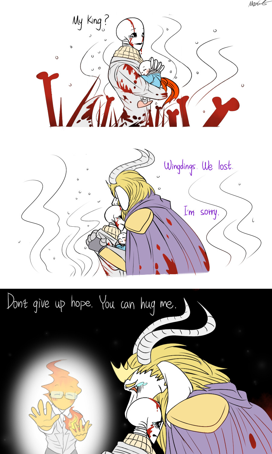 mooncatyao:  [Royal scientist-4] Grillby &amp; little SansAbout the war story