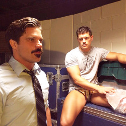 thebollard:  I never thought I’d want a tache vs tache match before seeing this  I may also be doing Movember… ahem  Is that Joey Ryan!?&hellip;whatever look at Cody&rsquo;s thighs and bulge!! O.O