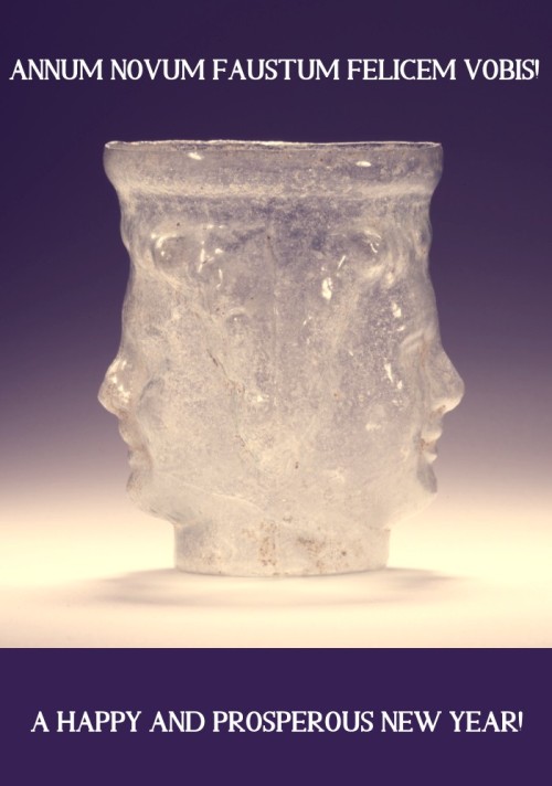 Janus-head cup Mold-blown pale glass, 1st century CE, Eastern Mediterranean. Collection of the J. Pa