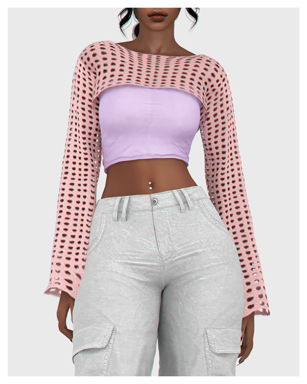 Long Sleeve Crochet Crop Top - The Sims 4 Create a Sim - CurseForge