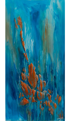 acryl on canvas
50 x 70 cm
2015
Titels gegeven door bezoekers insert name here:
Titles given by the visitors of insert name here:
- Babysteps
- Finding Jonathan
- Poseidon
- Atlantis
- Giraf
- Blauw met oranje bloemen
- De Schorpioen
- Nemo
- Finding...