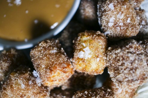 churro tatter tots with dulce de leche