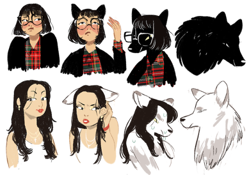 bwoltjen:I made some werewolf characters!! here they are as they transition 2 full wolf