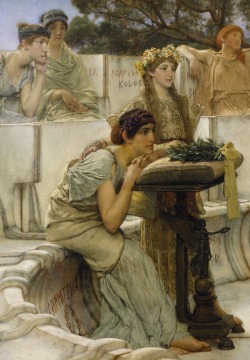 didoofcarthage:  Details from Sappho and Alcaeus by Sir Lawrence Alma-Tadema  1881 oil on panel Walters Art Museum 