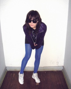 razumichin2:  Sunglasses , blue tights, white