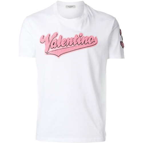 Valentino logo appliqué T-shirt ❤ liked on Polyvore (see more mens short sleeve t shirts)