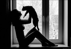  she & her cat by kakirka girl,cat 