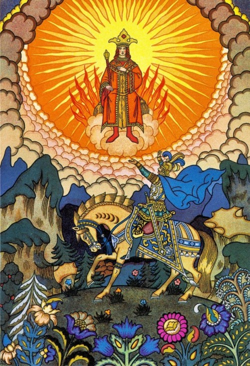 russian-style:Boris Zvorykin - Illustration to “The Tale of the Dead Princess and Seven Knight