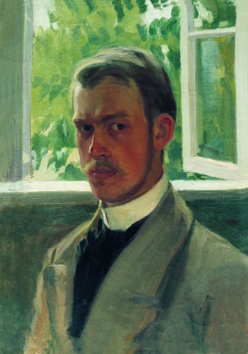 Boris Mikhailovich Kustodiev - Self Portrait by the Window - 1899