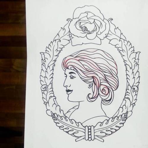 Been working on a thing.  Victorian cameo. #art #drawing #tattooapprentice #apprentice #filigree #frame #portrait #profile #artistsoninstagram #artistsontumblr  (at Raven’s Eye Ink)