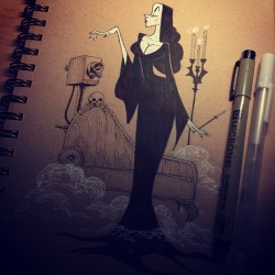 tophatandgoggles:  #vampira ink sketch on