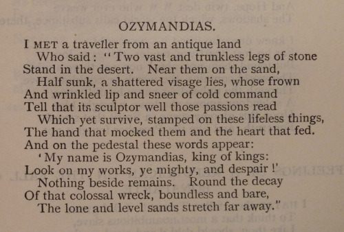 xshayarsha:Percy Bysshe Shelley’s Ozymandias.