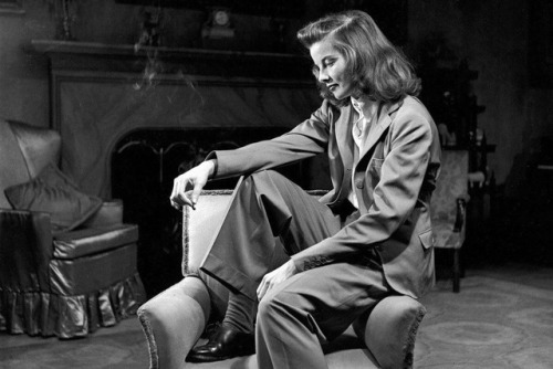 13lilies:Katharine Hepburn after she was lectured for not wearing a skirt: “I’ll wear it