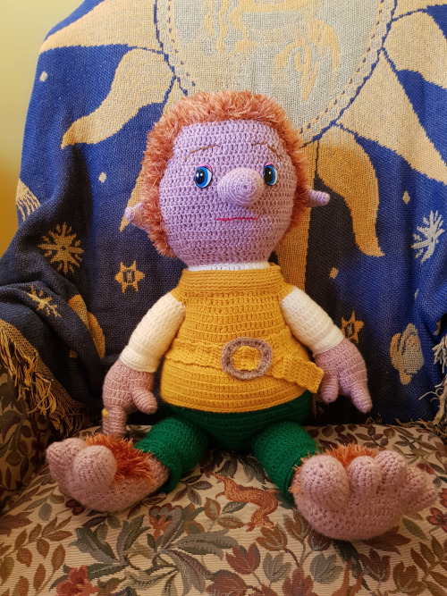 Crochet Bilbo Baggins which I made for my five-year-old daughter. She loves the Rankin/Bass animated