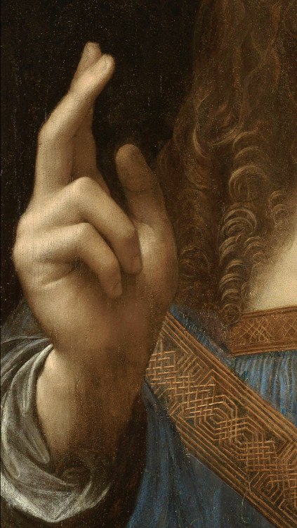 Leonardo da Vinci, Salvator Mundi (details), c. 1500 