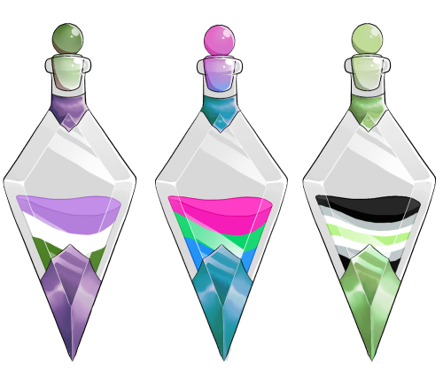 It is Pride month again and I have made MORE PRIDE POTION DESIGNS!You can get them as stickers (As w