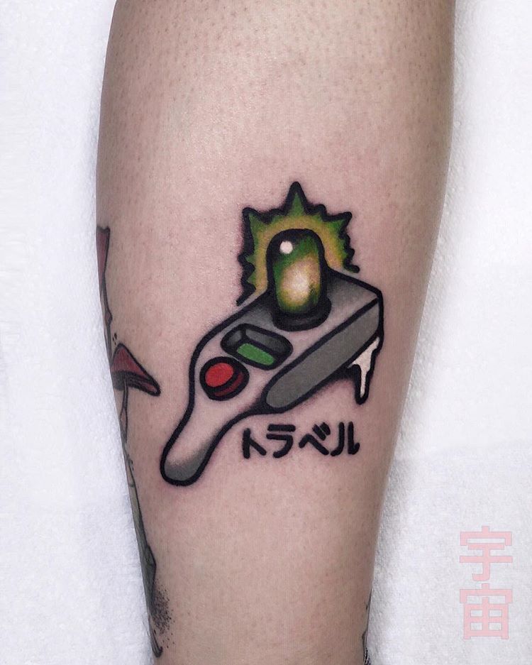 This awesomely interactive Rick and Morty tattoo uses green screen  technology to open a portal into the multiverse  SYFY WIRE