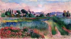 dappledwithshadow:  Landscape  Pierre Auguste Renoir - circa 1885 