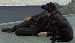 monsieurlabette:  Alex Colville - Dog and Priest (1978) 