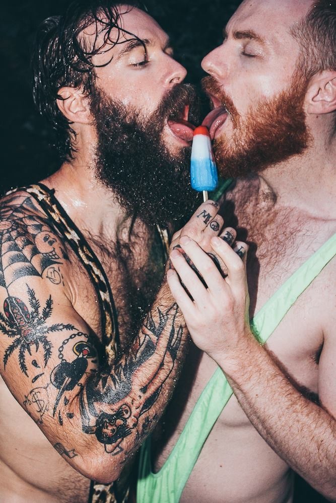gabeladuke:  Shot by tristanginger #mankini #bananahammock #popsicles #BroMos #tattoos