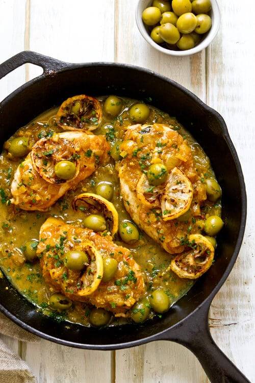 One Pan Moroccan Lemon Olive Chicken Follow for more recipes Ingredients:½ lemon thinly slice