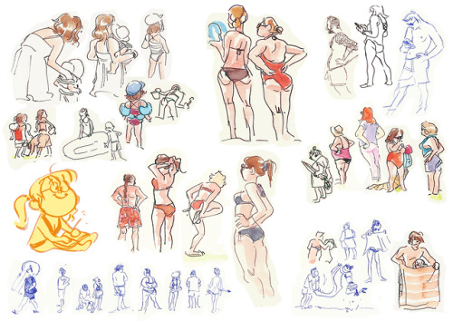 faustinemerle:Part II of summer sketch : August \ beach at Taragona in spain and into the Lot valley