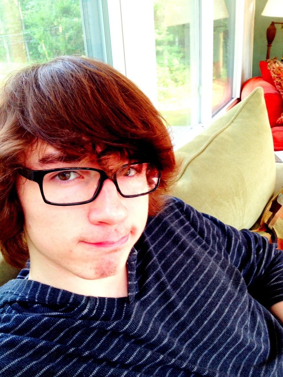 samwisethepooh:  Before the black and white filter. Man. My hair has gotten really