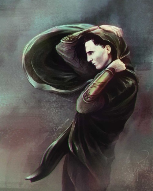 darkellaine:  New drawing of Loki inspired by famous Pre-Raphaelite painting “Boreas&rdqu