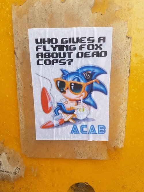 “Who gives a flying fox about dead cops?”Sonic poster seen in Sydney