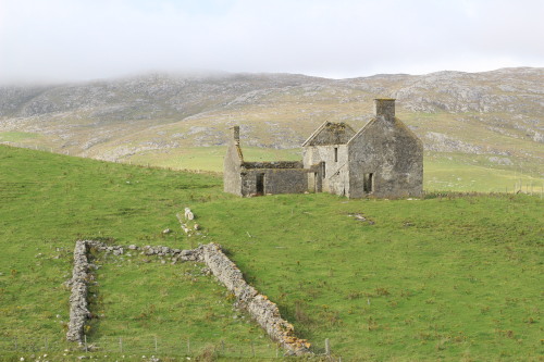 Ruined cottage on Vatersay, Outer Hebrides, UK