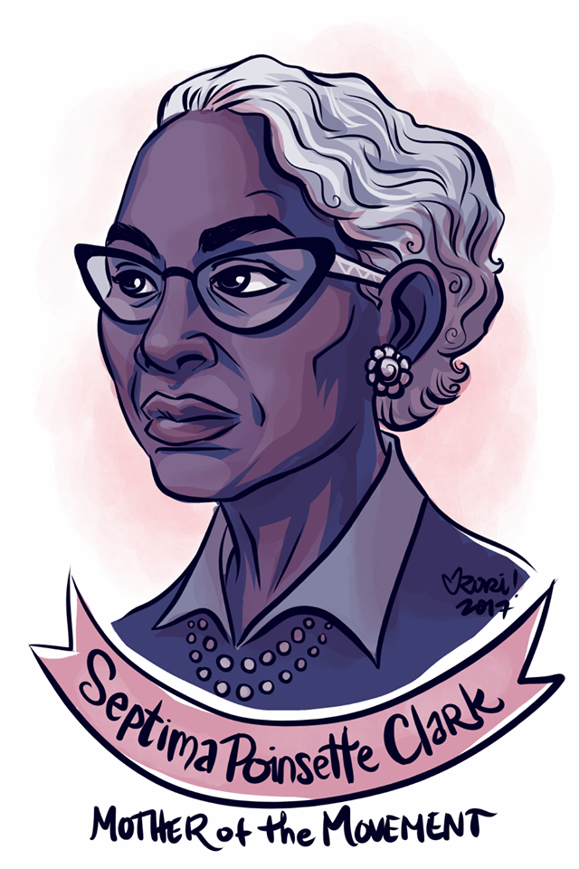 A portrait I drew on MLK weekend, Septima Poinsette Clark.
“We need to be taught to study rather than believe, to inquire rather than to affirm.” —S. P. Clark
Insightful and pertinent words.
Clark joined the NAACP in 1919 and from there ran a...