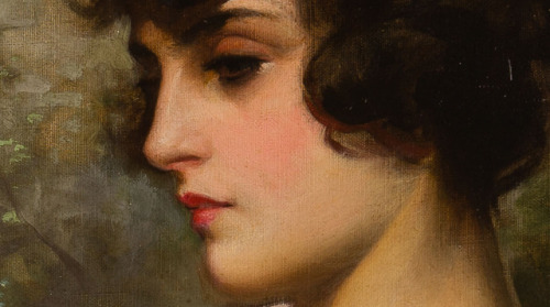 closeupofpaintings: Harold H. Piffard - Ottoman Beauty with a Butterfly, oil on canvas