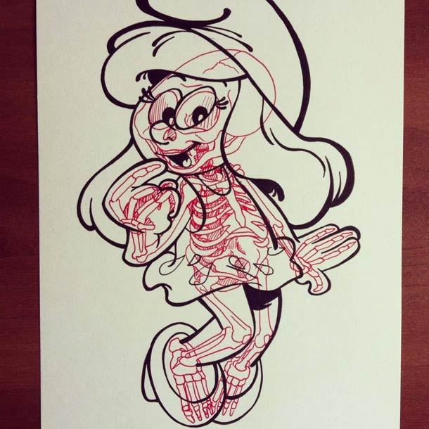 artmonia:  Cartoons Turned Into Anatomy Lesson by French Illustrator Chris Panda 