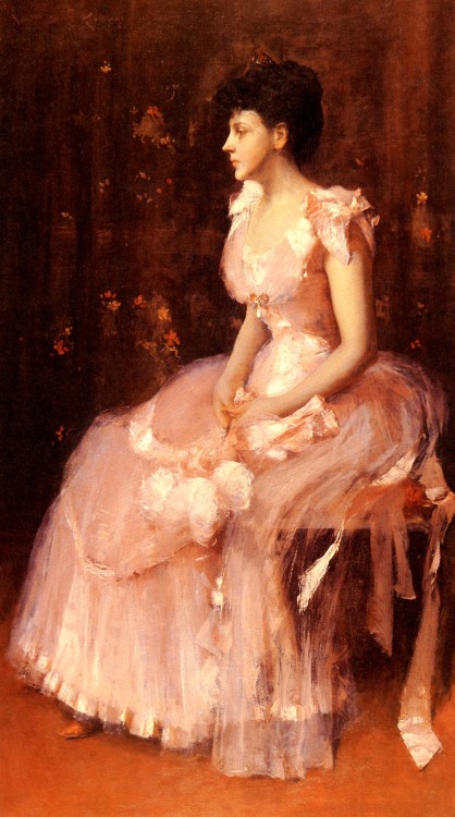 Portrait of a lady in pink by William Merritt Chase, 1888