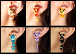 retrogamingblog:  Eeveelution Earrings made by TroppaMangaStyle  