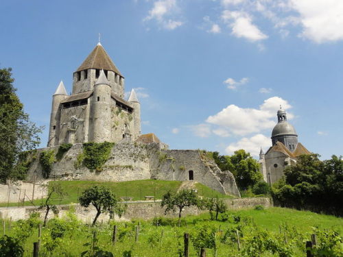 Tour de César (Provins, France).The castle has a square keep that is circular on top, an octagonalse